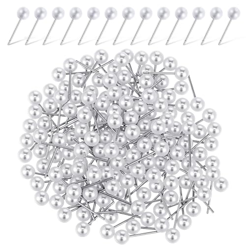 150 Pcs Pearl Push Pins,Pearl Pins for Bouquets Pearls Head Short Straight Pin Decorative Sewing Pin for Fabric Craft Wedding Holiday DIY Accessories(0.6 Inch)