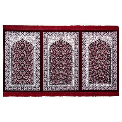 Modefa Muslim Prayer Rug Wide Multi Person Velvet Floral Carpet (Swirl Red) - color: Swirl Red