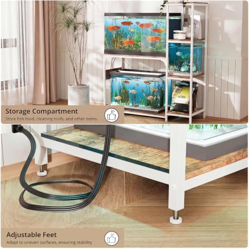 VOWNER 20-29 Gallon Fish Tank Stand with Power Outlet, Aquarium Stand,White | Shelves for Fish Tank Accessories Storage, Heavy Duty Metal Frame, Turtle Reptile Terrarium Stand, Load 500lb - color: White
