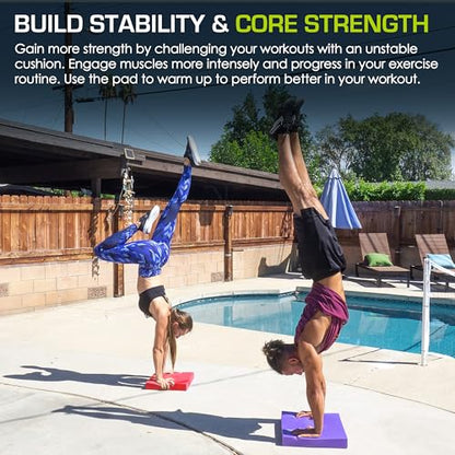 ProsourceFit Exercise Balance Pad, Non-Slip Cushioned Foam Mat & Knee Pad for Fitness and Stability Training, Yoga, Physical Therapy - color: Red, size: XL - (18.75" x 15")