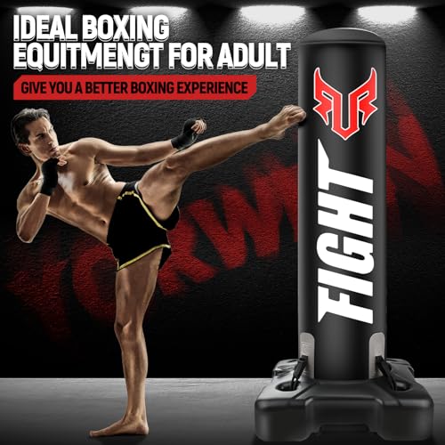 Standing Punching Bag for Adults, Upgrated Base Boxing Bag with Stand Kicking Bag with MMA Gloves and Pump, 0.7mm Thickening Material Heavy Bag for Home Gym Workout Muay Thai Fitness