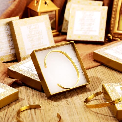 Ferreve 6/12/24 Sets Islamic Gifts for Women Ayatul Kursi Bracelets Bulk Arabic Hajj Jewelry Gifts for Women Muslim Arabic Calligraphy Cuff Gold Bangle with Box for Islamic Hajj Party Favors