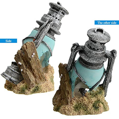 Saim Aquarium Ornament Realistic Hollow Hole Kerosenes Lamp Fish Tank Decoration for Betta Goldfish, Cichlid, Shrimp Breeding, Pleco Cave Natural Aquarium Decor