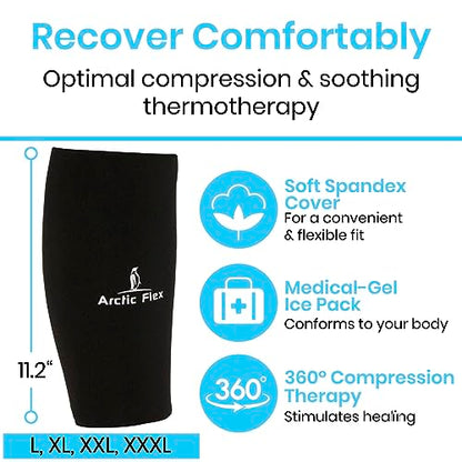 Arctic Flex Ice Sleeve for Knee, Elbow, Arm - Hot & Cold Freeze Pack Wrap | For Tennis Pain Relief, Tendonitis - Gel Compression Brace for Injuries - Therapy Compress - Reusable, 360 Coverage - size: X-Large