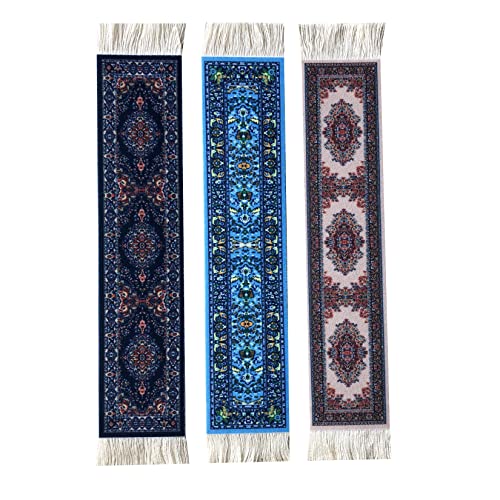 Set of 3 Mini Rug Bookmarks, Colorful Oriental & Turkish Carpet Style Book Marks, Novelty Reading Accessories - color: Set-4