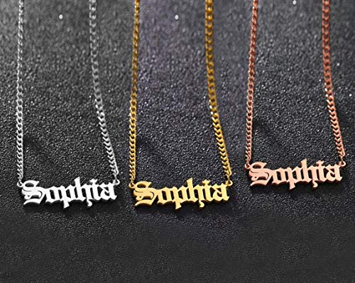 Custom Name Necklace, 18K Gold Plated Nameplate Personalized Jewelry Gift for Women - color: Style-02
