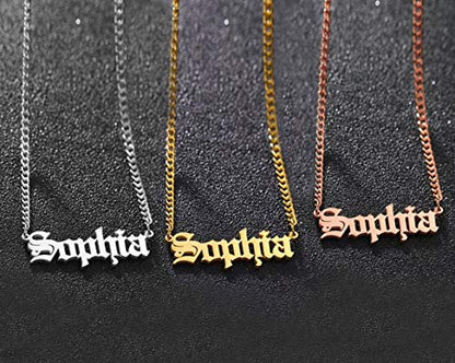 Custom Name Necklace, 18K Gold Plated Nameplate Personalized Jewelry Gift for Women - color: Style-02