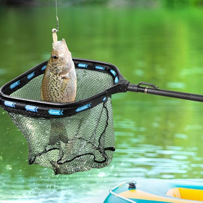 PLUSINNO Floating Fishing Net with Telescoping Handle, Carbon Fiber Ultralight Long Fish Net, Collapsible Landing Net 6.56/7.86Ft, Fishing Gear Kayak Accessories for Bass Trout Salmon - style: 6.56 Ft / 2.0m Full Length