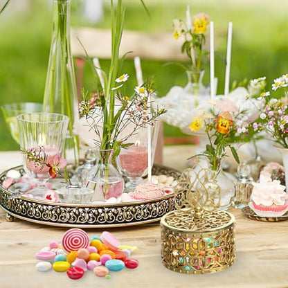 Eforcase 12PCS Royal Golden Clear Candy Boxes with Ornate Crown-Shaped Lid for Ramadan, Eid, Weddings, Parties & Gifts - color: golden clear