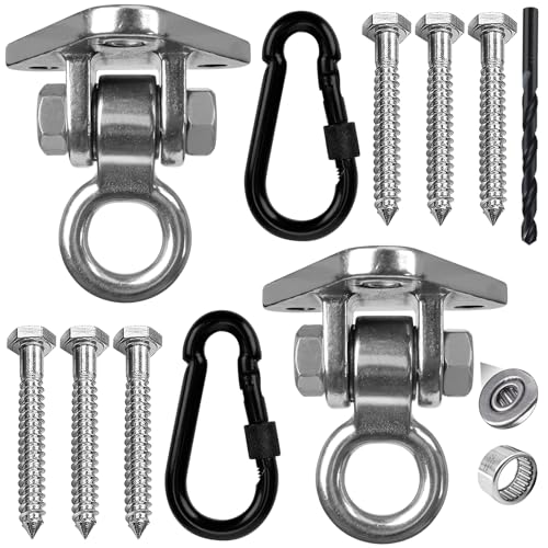 2-Pack Heavy Duty Swing Hanger Bracket, 1000 lbs Capacity, 304 Stainless Steel Swing Mount with Threaded Hook, for Indoor/Outdoor Porch Swing, Hammock, Gym Rings, Punching Bag Hardware - size: 3 holes-2Pack