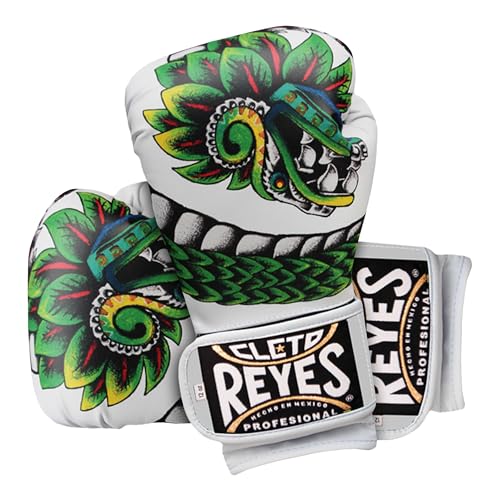 CLETO REYES Training Boxing Gloves for Men and Women with Hook and Loop Closure, Premium Synthetic Leather, MMA, Kickboxing, Muay Thai - color: Quetzalcoatl White