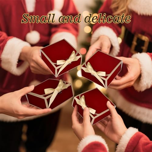 WLUSEAXI 12Pack Small Gift Boxes with Lids, 4.5''x4.5''x2'' Small Boxes for Gifts with Ribbons, Red Gift Boxes for Present, Birthday, Valentine's Day, Mother's Day, Holiday - color: Red