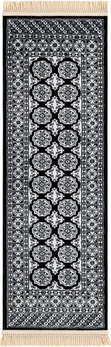 Rugs.com Bokhara Collection Rug – 6 Ft Runner Black and White Medium-Pile Rug Perfect for Hallways, Entryways - color: Black and White, size: 2' x 6' Runner