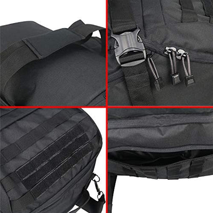 3 in 1 Tactical Travel Duffel Bag Backpack, Heavy Duty Military Gym Bag | Waterproof 600D nylon, internal collapsible dividers, weekend overnight travel, gym workout, camping luggage, 30L - color: Black, size: 30L,(19x10x8)Inches