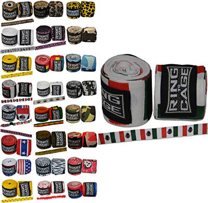 Ring to Cage Handwraps Mexican Style Stretchable- Patterned 180" Long - 23 Color Patterns - color: Mexico Flag