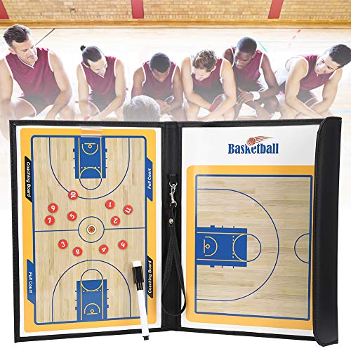Magnetic Coaching Basketball Board, Colorful Folding Tactics Teaching Display Plate PU Leather Water Proof Training Clipboard for Teaching Instruction