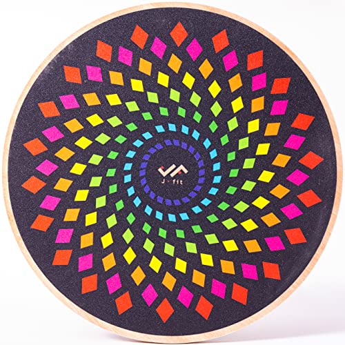 JFIT Balance Board, 15.4” – 360° Rotation, for Balance, Coordination, Posture - Large, Wooden Wobble Boards with 18° Tilting Angle for Workouts - Premium Core Trainer Equipment - color: Kaleidoscope