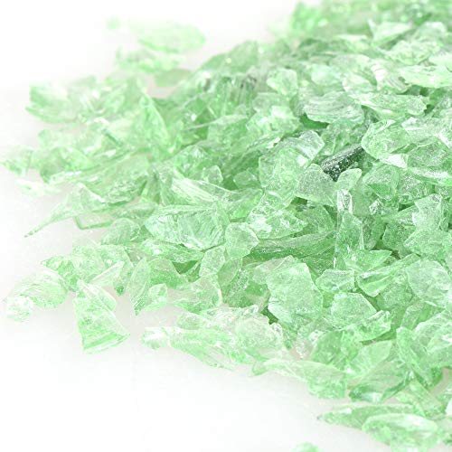 Shiny Stone High Luster Reflective Fire Glass Gravel,Fire Gems,Fire Drops,Fire Glass Pebbles Stones Beads Chips for Fire Pit Fish Tank Aquarium Garden,3-6mm 305g/0.67lb (Light Green) - color: Light Green