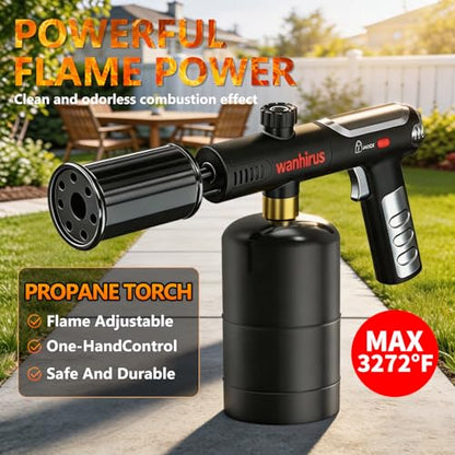 Upgraded Powerful Propane Torch Gun, Kitchen Cooking Culinary Torch Lighter, Adjustable Blow Torch for Sous Vide Searing Steak, BBQ, Grill, Campfire Starter, Gas Welding Kit(Tank Not Included)