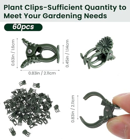 100 Pcs Orchid Clips for Plants Support, Plastic Clips for Plants to Secure Vines & Stems (Green, 2.1 x 1.3 Inches)