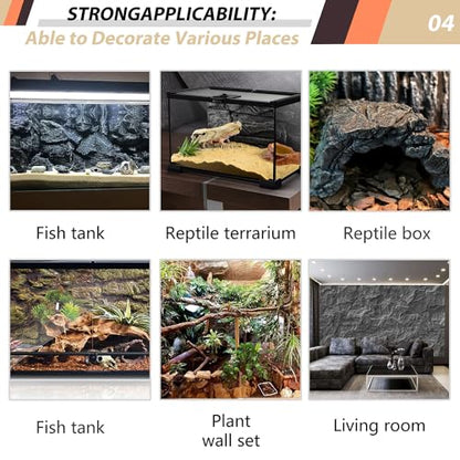 17.7x11.8in Rock Terrarium Background,3D Reptile Tank Background Board,Amphibian Stereo Backdrop Wall,Lizard Snake Gecko Spider Turtle Fish pet silo Background Decorative Panel(Brown) - color: brown-17.7"*11.8"（1pcs）