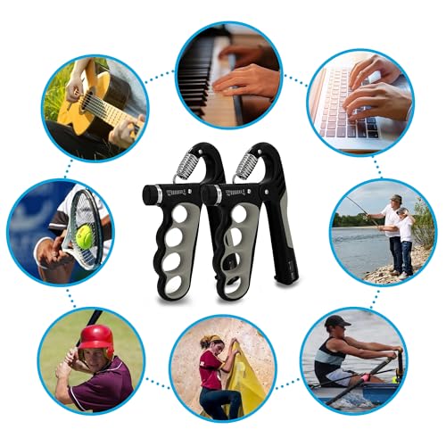 Senston Grip Strength Trainer 2 Pack - Adjustable 11-220Lbs (5-100KG) with Auto Counter, Hand Grip Strengthener, Forearm Exerciser for Athletes, Musicians, Gym, Home, Injury Rehab - color: Grey