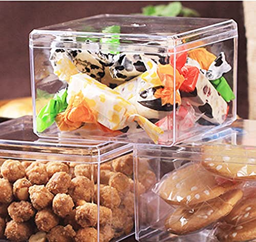Acrylic Box Clear Display Box Plastic Square Cube Acrylic Storage Containers Candy Box for Wedding - size: 4 x 4 x 2.4 Inch
