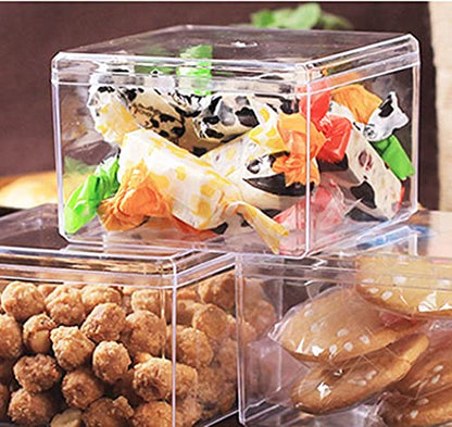 Acrylic Box Clear Display Box Plastic Square Cube Acrylic Storage Containers Candy Box for Wedding - size: 4 x 4 x 2.4 Inch