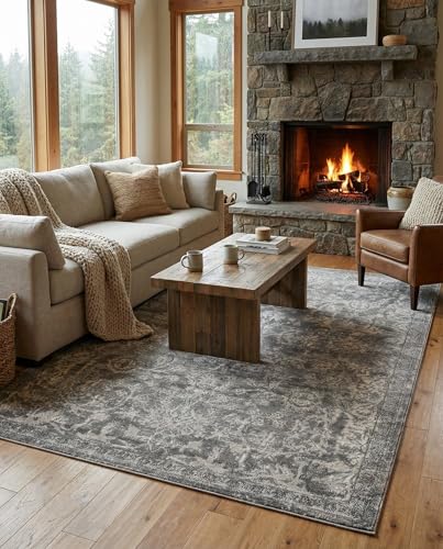 Rugs.com Oregon Collection Rug – 5' x 8' Gray Low-Pile Rug Perfect for Living Rooms, Large Dining Rooms, Open Floorplans - color: Grey 6, size: 5' x 8' (Rectangular)