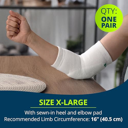 Posey TIDI 6224XL Heel and Elbow Protectors with Foam Pads ― Extra Large ― White ― One Pair of Heel and Elbow Protectors for Protection Against Abrasions ― Home Healthcare ― Medical Supplies - size: Extra Large