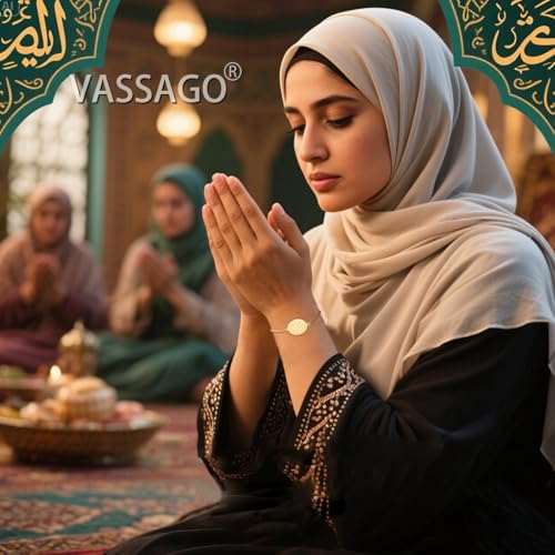 VASSAGO Islamic Ayatul Kursi Oval Bracelet for Women Allah Teardrop Link Bracelets Arabic Muslim Quran Calligraphy Charm Bracelet Islam Eid Ramadan Gift Jewelry Gifts - color: Box Chain-G