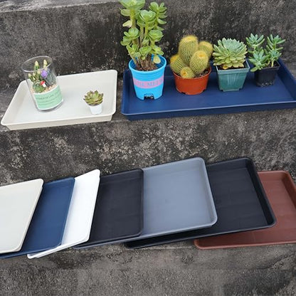 VUWEZ Rectangle Plant Tray, Plant Drip Tray, Plant Pot Saucers, Plant Germination Trays, Plant Saucers, 11'' x 9'' x 1.2'' (2 pack), Chocolate - color: Chocolate, size: 11'' x 9'' x 1.2'' (2 pack)