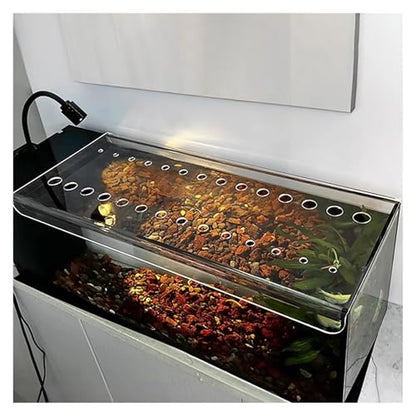 LZMZMQ Acrylic Fish Tank Cover, Square Aquarium Anti-Jumping Lid with Hole, for Profecting Fish, Reptiles, Turtles from Jumping Out Protect Cat, Custom Size(L45xW30cm/17.7x11.8in) - size: L45xW30cm/17.7x11.8in