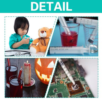 4pcs Plastic Syringe with 13inch Tube for Liquids, Oral, Scientific Labs, Measuring, Dispensing, animal feeding, pouring plants, including 2pc of 20ml and 60ml Syringes