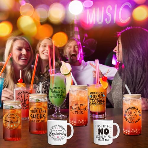 Shejdgart 20 Sheets Sarcastic UV DTF Cup Wrap Transfer Decals for Glass | Humorous UVDTF Wraps, Waterproof Rub on Transfer Decals, for Water Bottle Mug Tumbler 16oz Cups, Strong Adhesion - style: Sarcastic