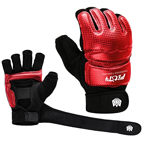 FitsT4 Sports Half Mitts MMA UFC Training Boxing Punch Bag Martial Arts Gloves - color: Red, size: X-Small