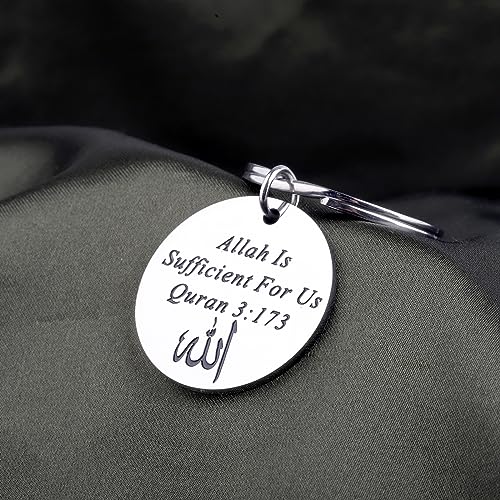 LQRI Quran 3:173 Keychain Allah Gift Islamic Bible Verse Jewelry Islam Religion Gift Islamic Arabic Quran Gift