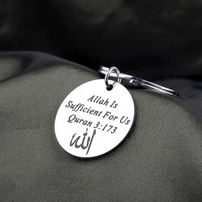 LQRI Quran 3:173 Keychain Allah Gift Islamic Bible Verse Jewelry Islam Religion Gift Islamic Arabic Quran Gift