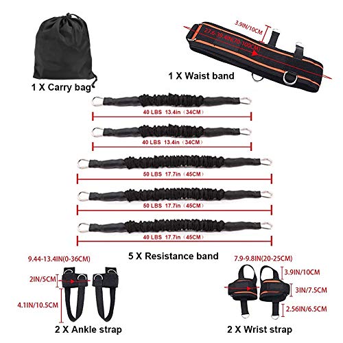 Boxing Training Resistance Band Set Leg Strength and Agility Training Strap System for Boxing,MMA,Muay Thai,Karate Combat, Basketball,Football Build Speed and Strength for Hitting - color: 250lb Orange