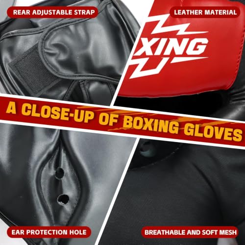 12pcs Boxing Headgear, guantes de boxeo,Mouth Guards& Hand Wraps Boxing Equipment Set - PU Leather Boxing Protective Gear for Training, Sparring & MMA，Boxing Gloves - size: 10OZ