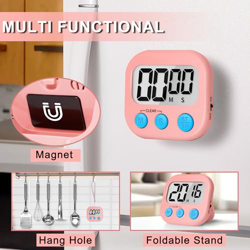 ZILLEEN Classroom Timer for Kids Teachers 2 Pack Digital Timers, White & Pink - color: White & Pink