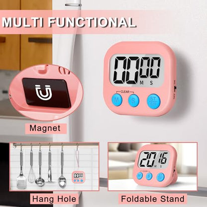 ZILLEEN Classroom Timer for Kids Teachers 2 Pack Digital Timers, White & Pink - color: White & Pink