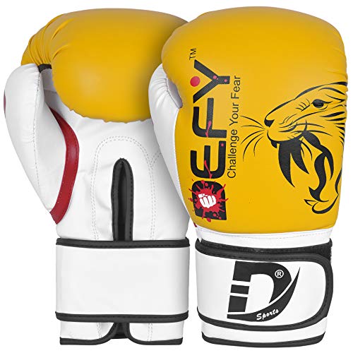 DEFY Boxing Gloves for Men & Women Training MMA Muay Thai Premium Quality Gloves for Punching Heavy Bags, Sparring, Kickboxing, Fighting Gloves Tiger Model - size: 8 oz