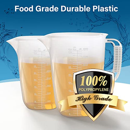 1 Gallon Measuring Pitcher, 134oz Extra Large Measure Pitcher-Convenient Conversion Chart-Strong Handle, Heat Resistant Plastic 1 Gallon Measuring Container for Pool Chemicals,Motor Oil, Lawn and Cook - color: 134Oz/4L/009