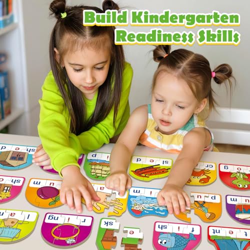 CVCC & CCVC Puzzle Cards for Kids,Phonics Games,Speech Therapy Toys for Toddlers,4 Alphabet Letter Word Puzzle,Learning Reading Spelling Games,Preschool Kindergarten Classroom Must Haves - style: CVCC & CCVC
