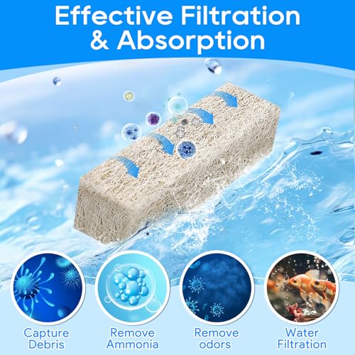 12PCS Ammonia Reducer Filter Pads Compatible with Aqueon Filter 10, Fish Tank Filters Replacement Filter Cartridges for Aqueon Quietflow LED PRO & SmartClean Aquarium Fish Tank Power Filter