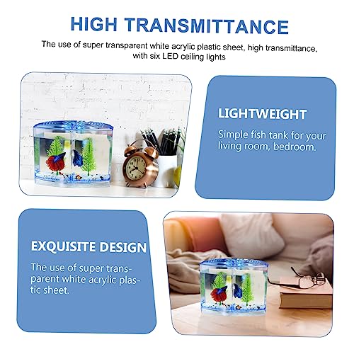 KOMBIUDA Acrylic Fish Tank Breeding Box for Small Fish with Transparent Dual Compartments Desktop Aquarium Nursery for Goldfish Shrimp and Fry Practical Accessory