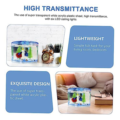 KOMBIUDA Acrylic Fish Tank Breeding Box for Small Fish with Transparent Dual Compartments Desktop Aquarium Nursery for Goldfish Shrimp and Fry Practical Accessory