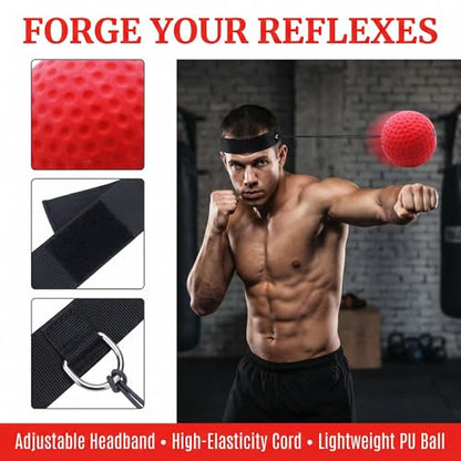 Head Mounted Boxing Reaction Ball Adjustable Headband Elastic Cord Reflex Trainer for Home Speed Training Stress Relief