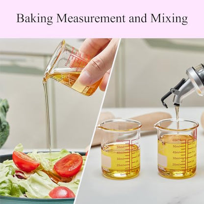 High Borosilicate Glass Measuring Cup-V-Shaped Spout，Glass Measuring Beaker for Kitchen or Restaurant, Easy to Read, 60 ML (2 Oz)-Pack of 2 - size: 60ml (2oz) - Pack of 2